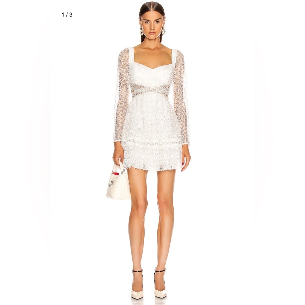 SELF-PORTRAIT lace cut out mini dress in white NWT